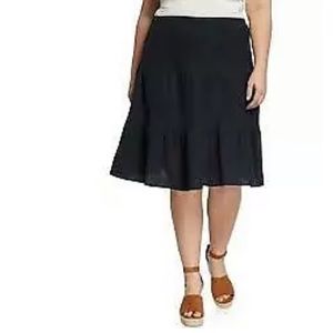 Lane Bryant Black Stretch Waist Linen Skirt